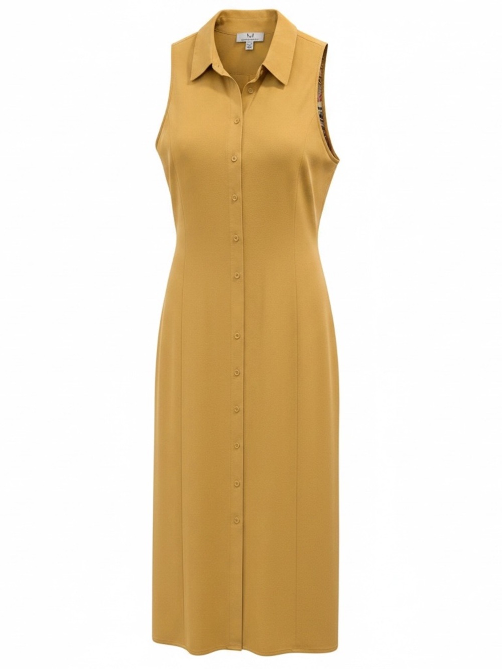 Magaschoni Sleeveless Button-Front Midi Dress in Mustard